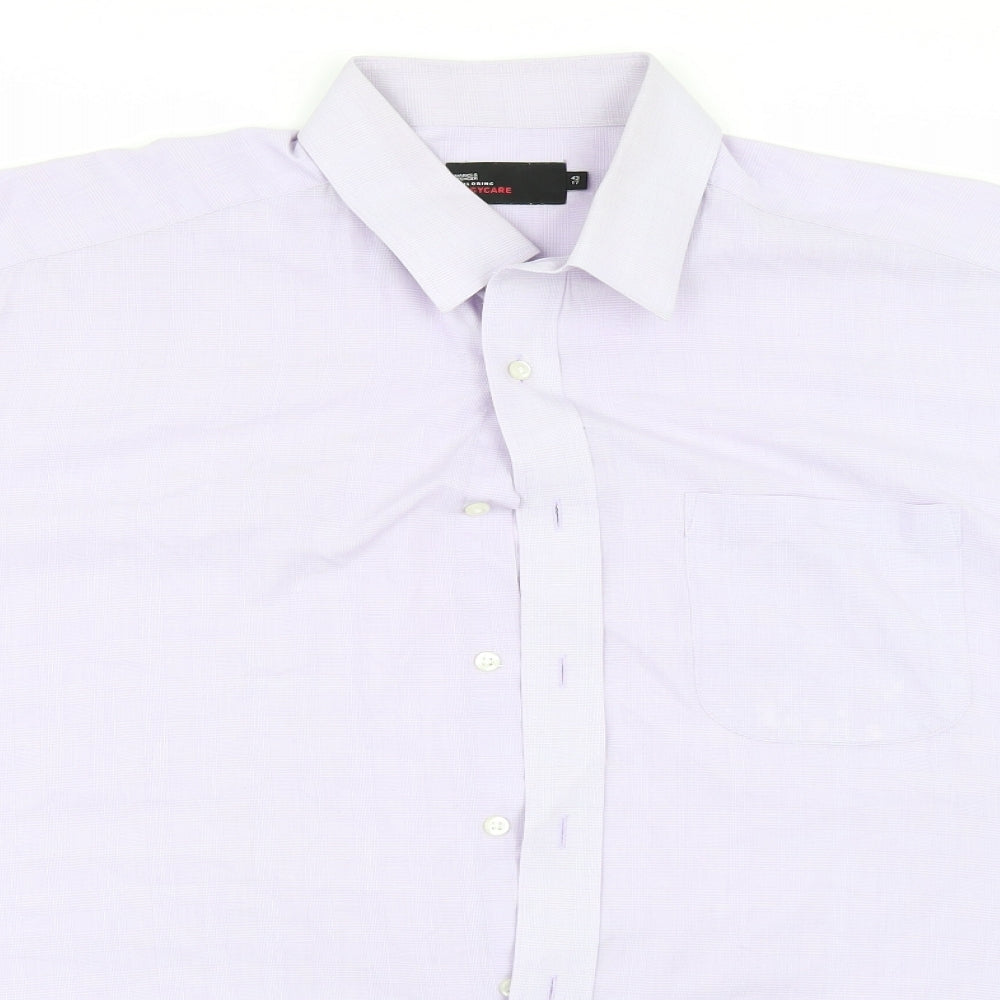 M&S Mens Purple Plaid   Dress Shirt Size 17