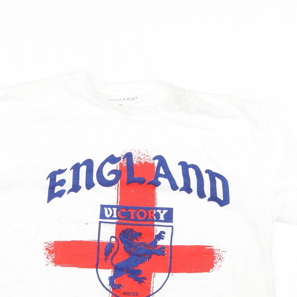 Primark Mens White    T-Shirt Size XS  - England