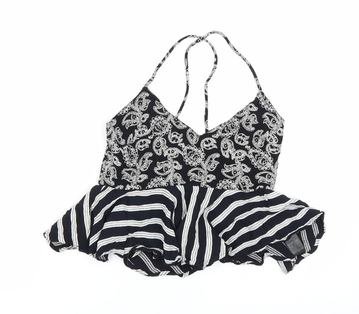 Topshop Womens Black Paisley  Cropped Tank Size 8