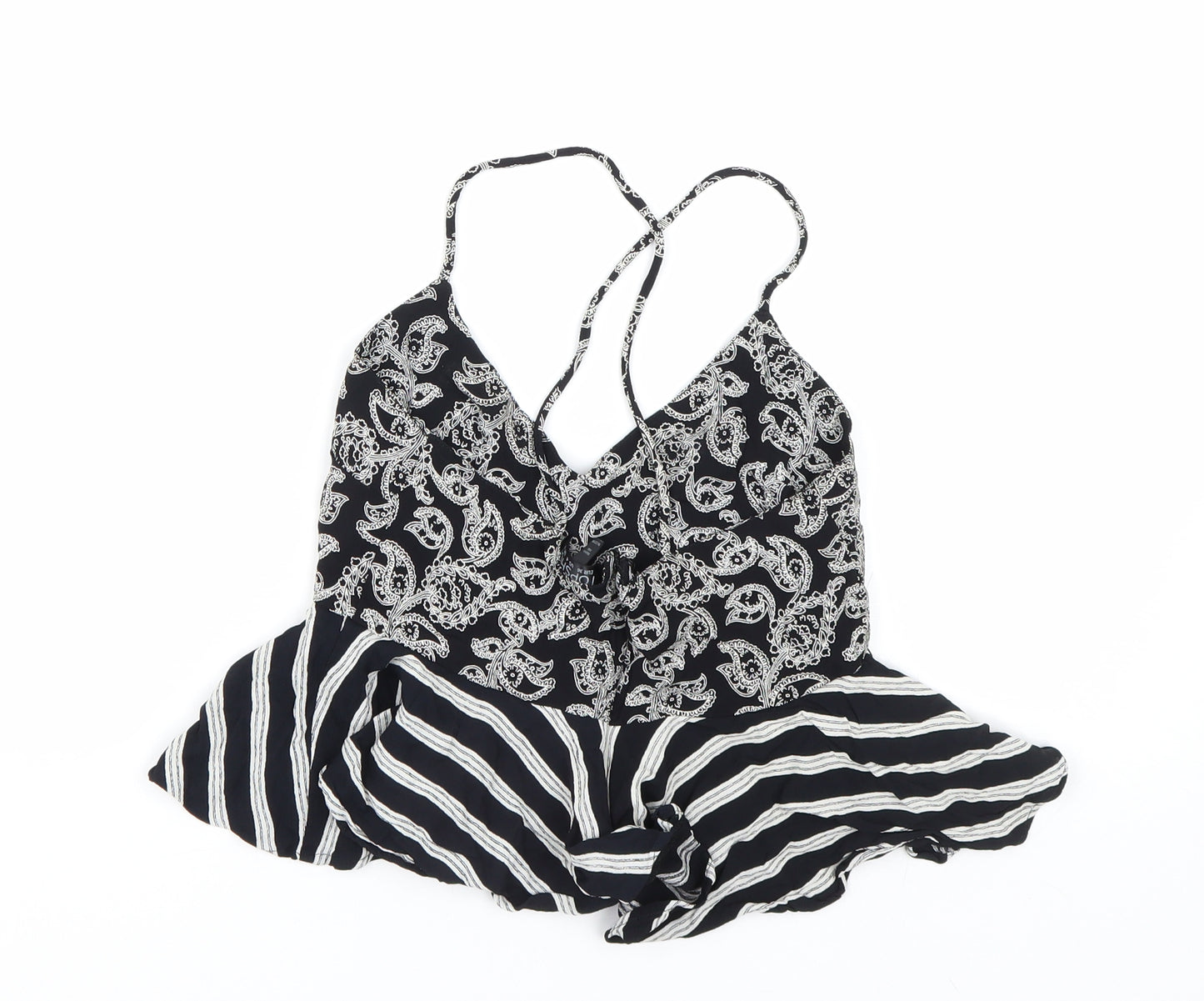Topshop Womens Black Paisley  Cropped Tank Size 8