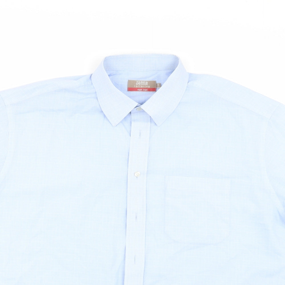 George Mens Blue Check   Dress Shirt Size 17