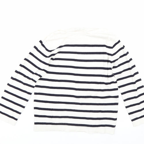 H&M Womens White Striped  Pullover Jumper Size XS