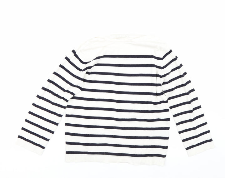 H&M Womens White Striped  Pullover Jumper Size XS
