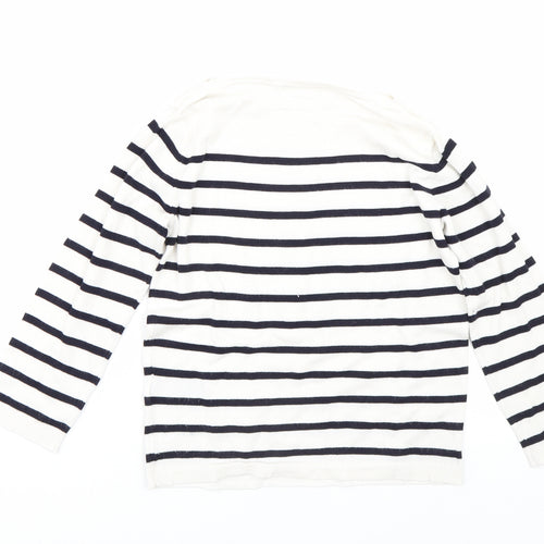 H&M Womens White Striped  Pullover Jumper Size XS