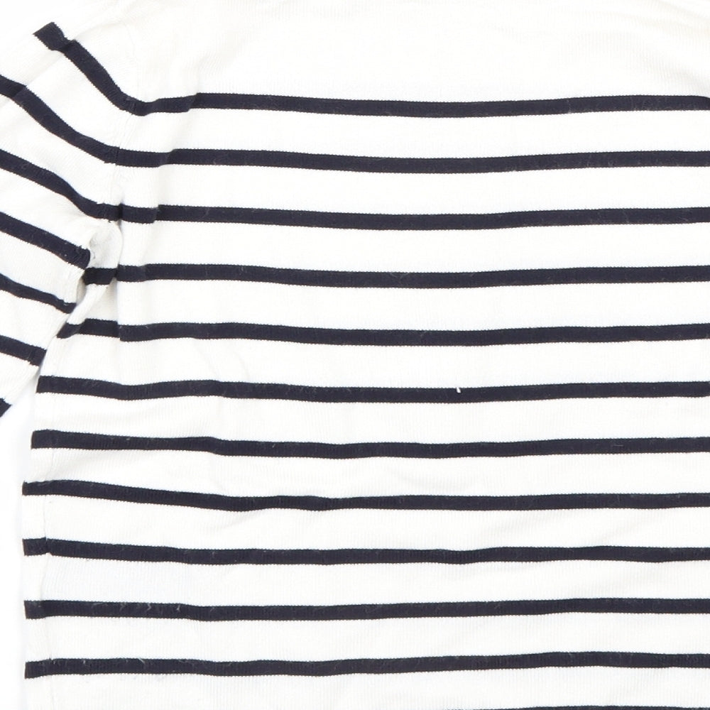 H&M Womens White Striped  Pullover Jumper Size XS