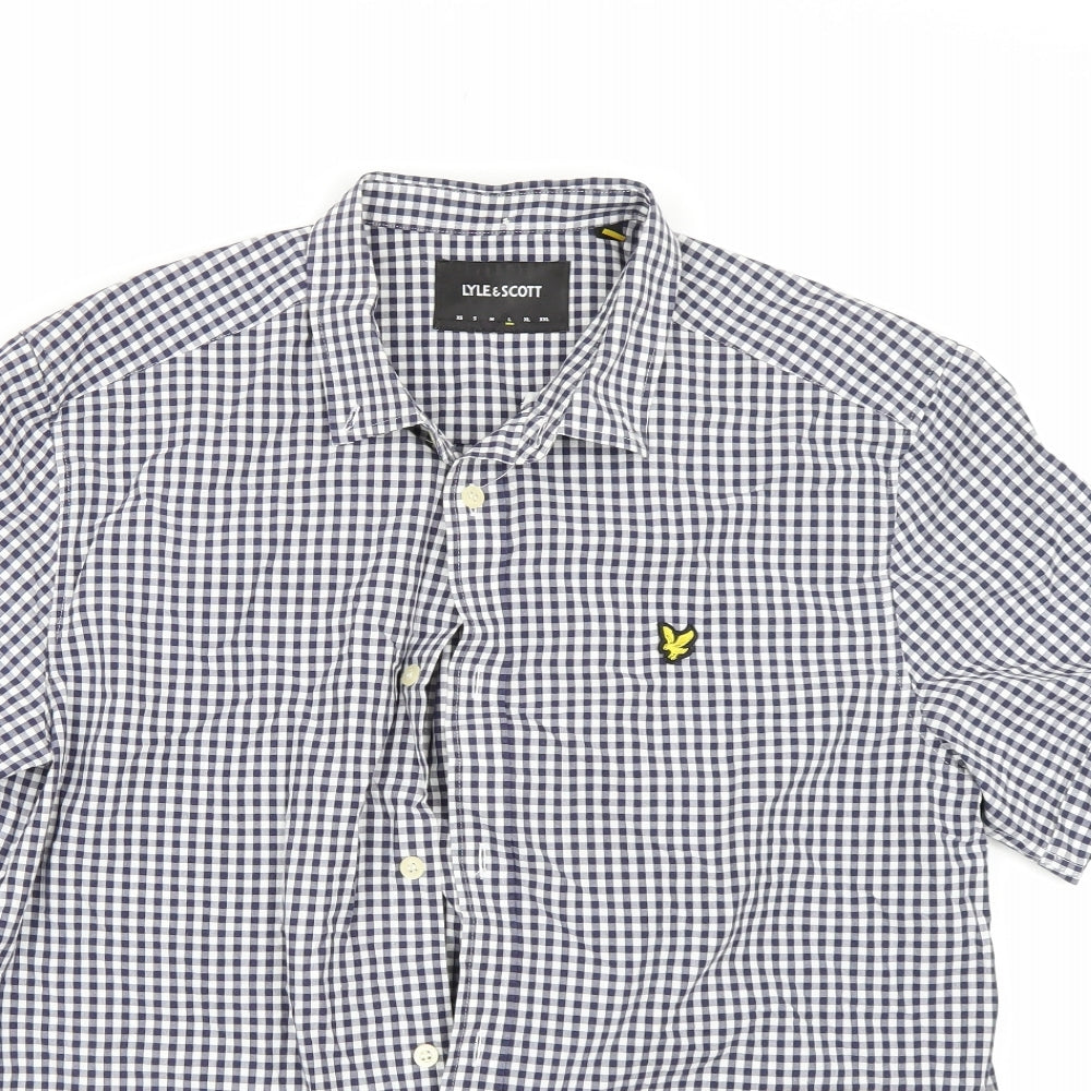 Lyle & Scott Mens Blue Plaid   Dress Shirt Size L