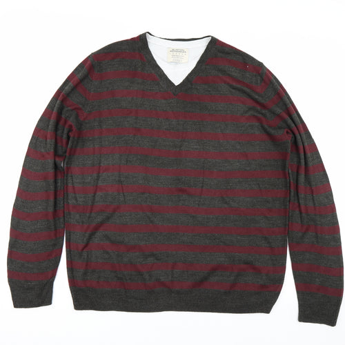 Burton Mens Grey Striped  Pullover Jumper Size XL