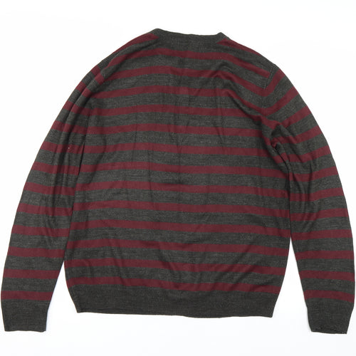 Burton Mens Grey Striped  Pullover Jumper Size XL
