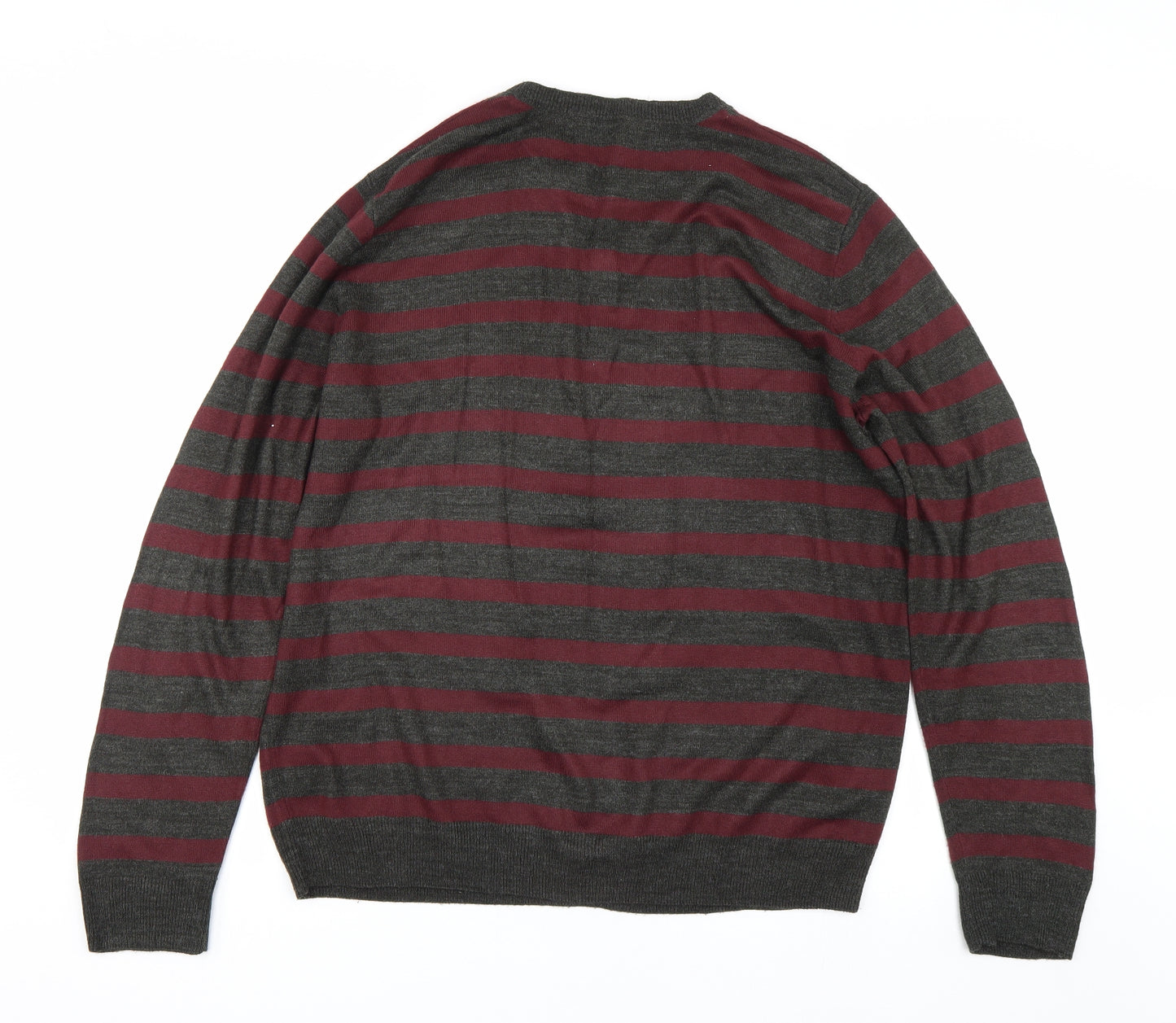 Burton Mens Grey Striped  Pullover Jumper Size XL
