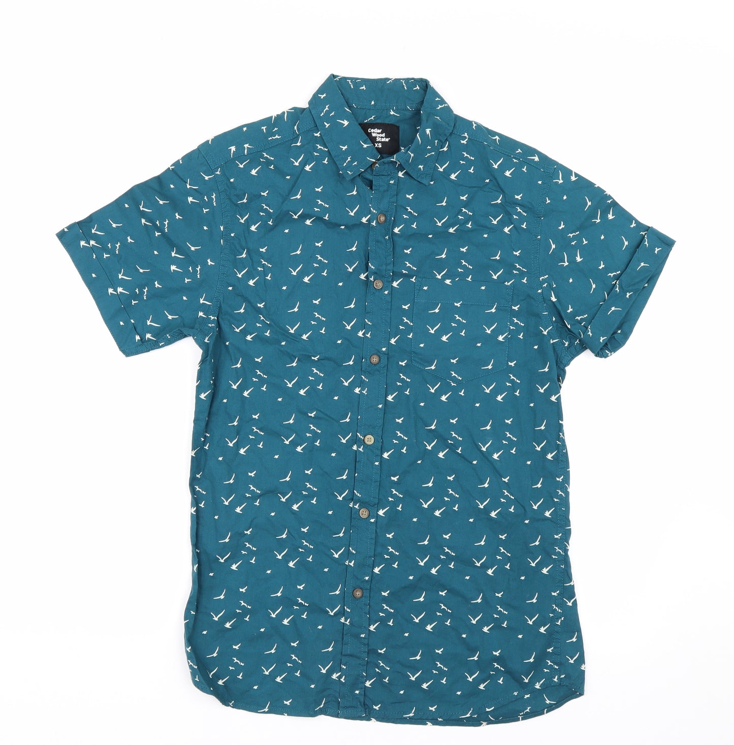 Cedar Wood State Mens Blue Animal Print   Button-Up Size XS
