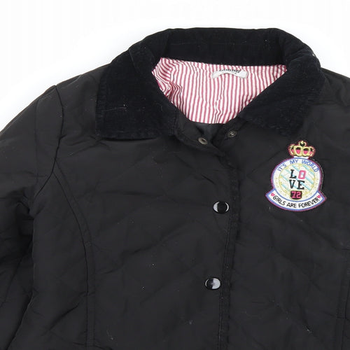 Tammy Girls Black Argyle/Diamond  Quilted Coat Size 14-15 Years