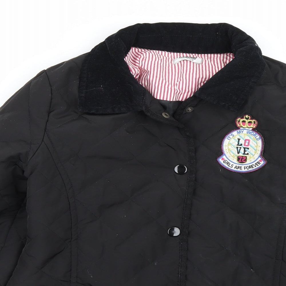 Tammy Girls Black Argyle/Diamond  Quilted Coat Size 14-15 Years