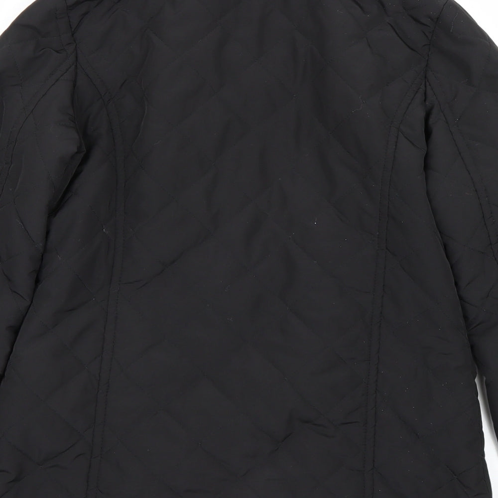 Tammy Girls Black Argyle/Diamond  Quilted Coat Size 14-15 Years
