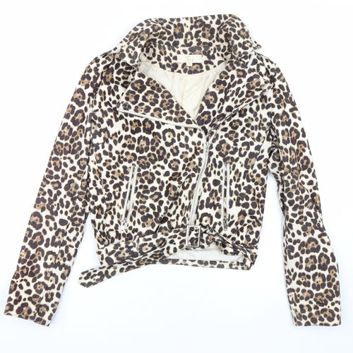 JCL Womens Gold Animal Print  Jacket Coat Size M