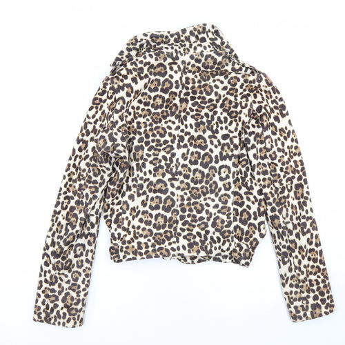 JCL Womens Gold Animal Print  Jacket Coat Size M