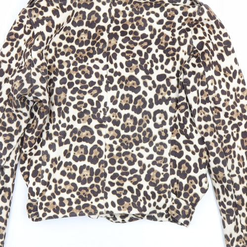 JCL Womens Gold Animal Print  Jacket Coat Size M