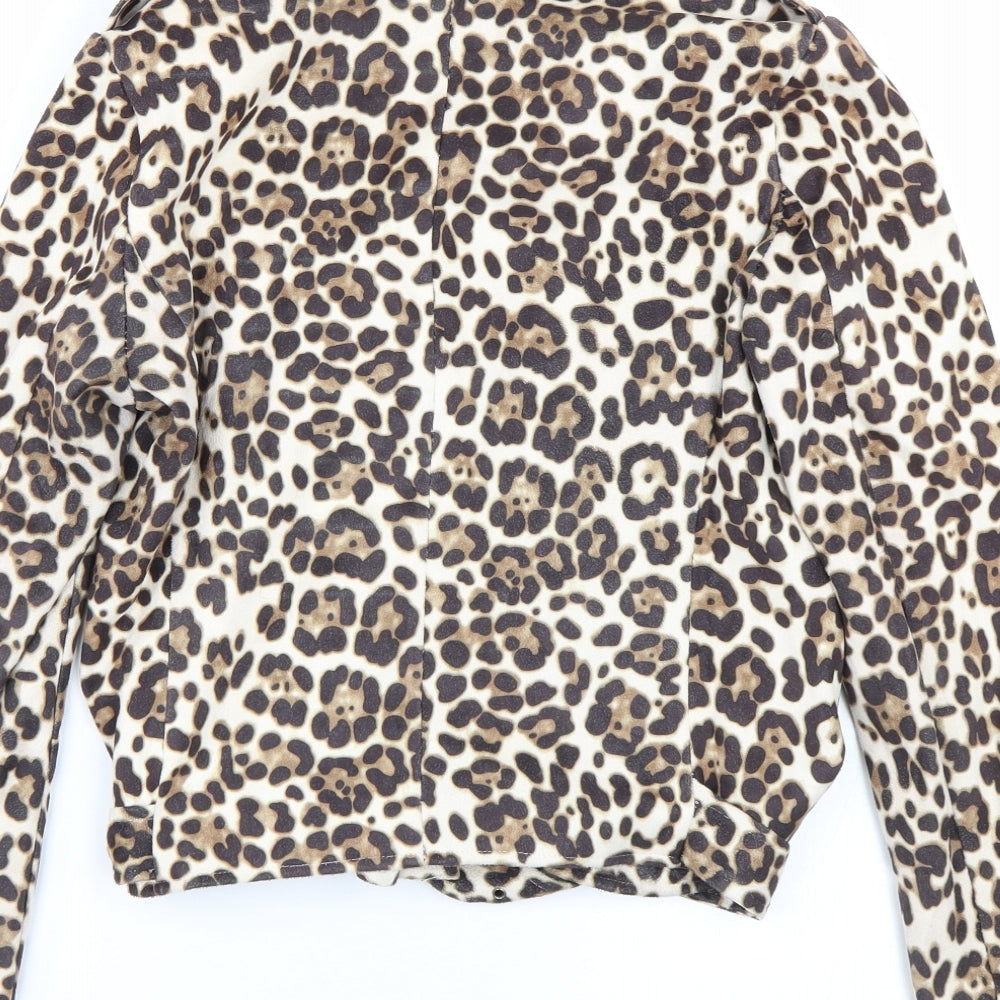 JCL Womens Gold Animal Print  Jacket Coat Size M