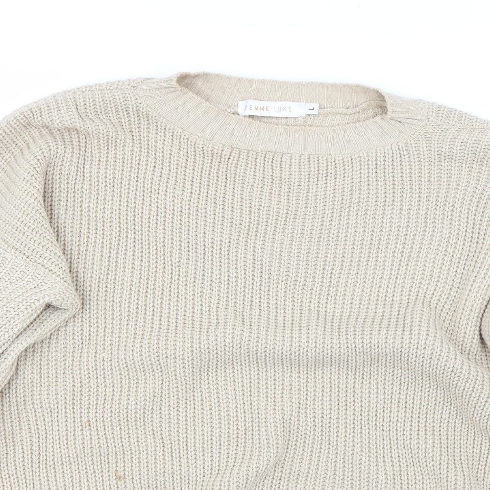 Femme Luxe Womens Brown   Pullover Jumper Size L