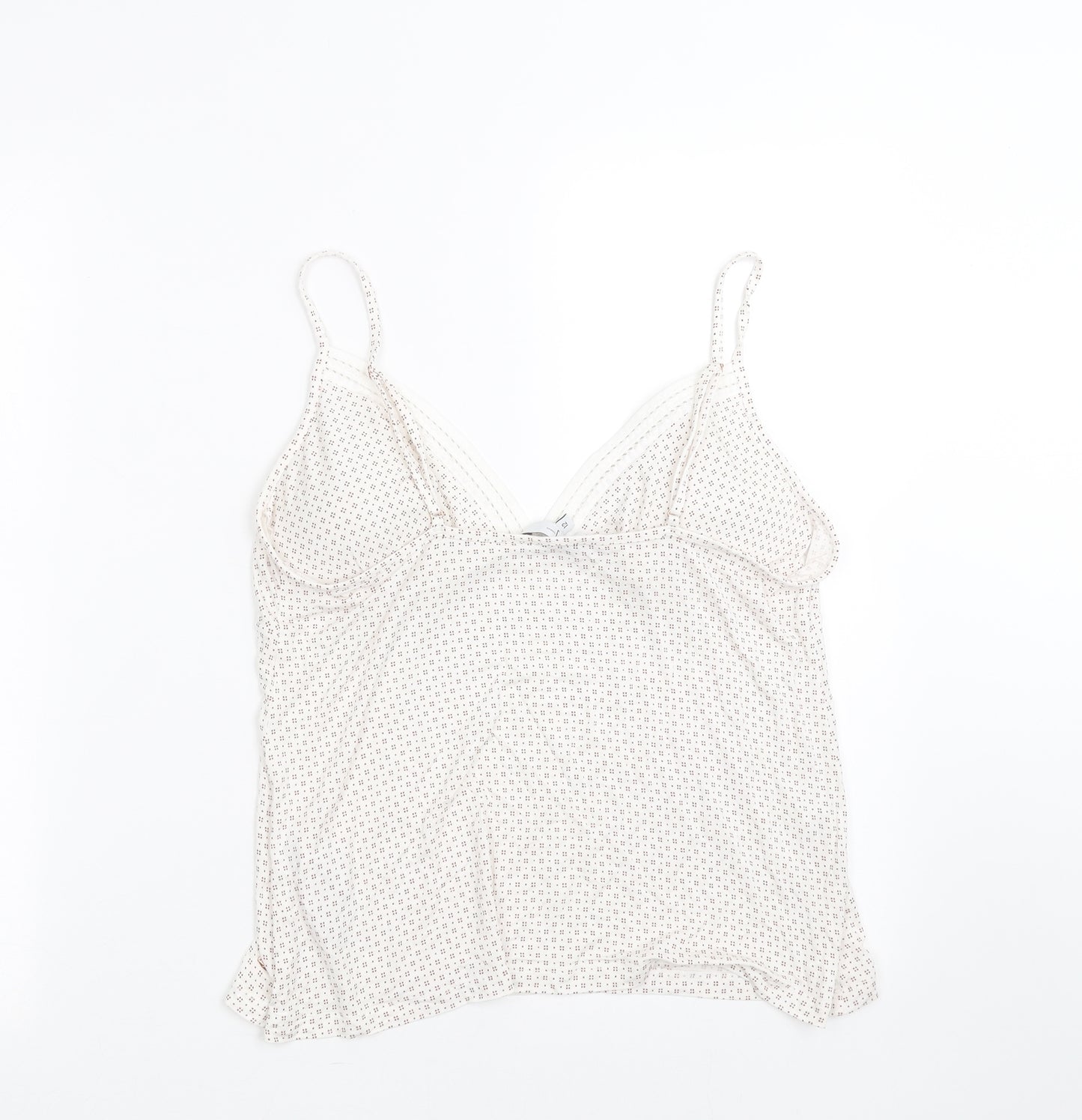 Jasper Conran Womens White Geometric  Cami Pyjama Top Size 12