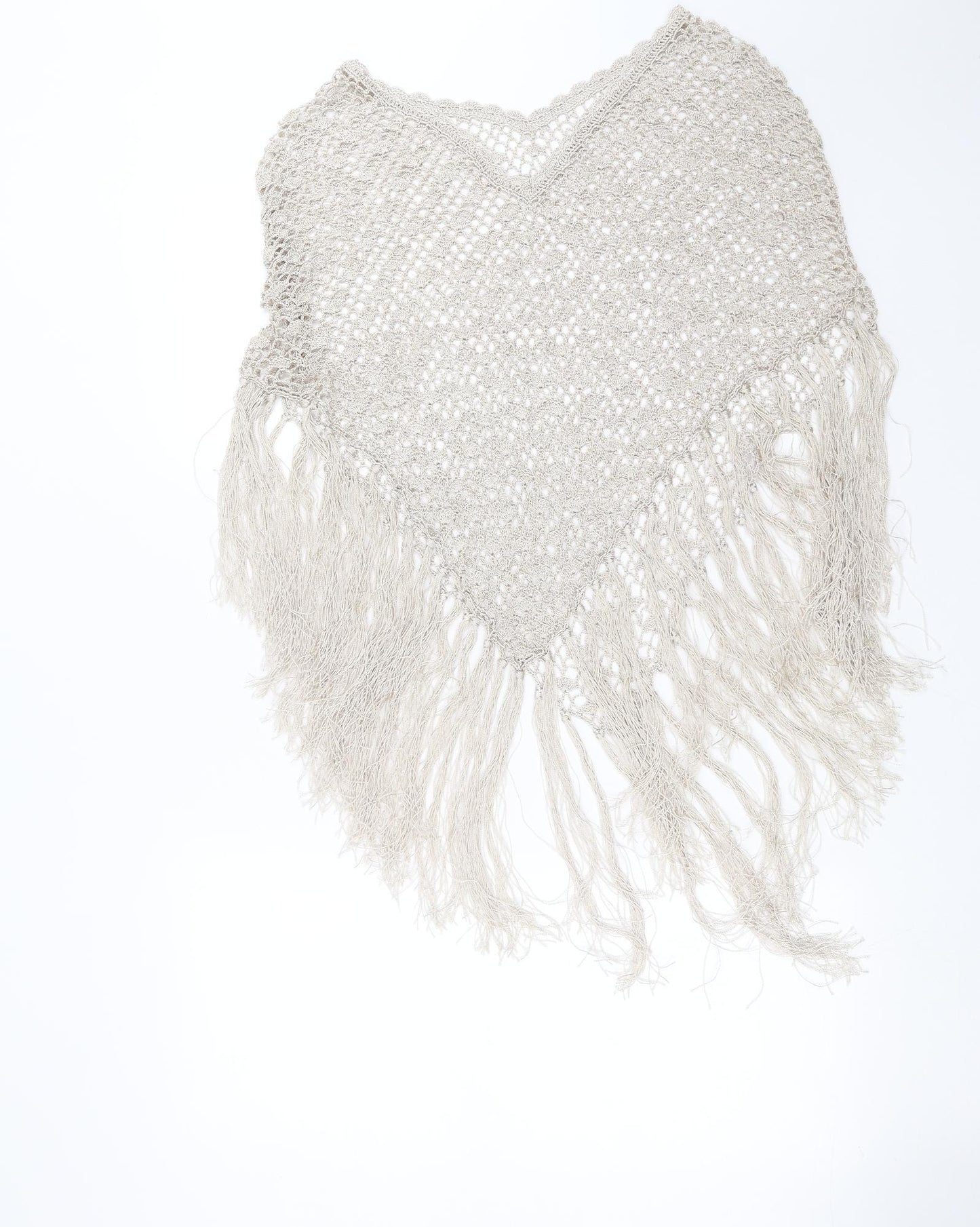 Preworn Womens Beige   Cape Jumper One Size  - fringe detail