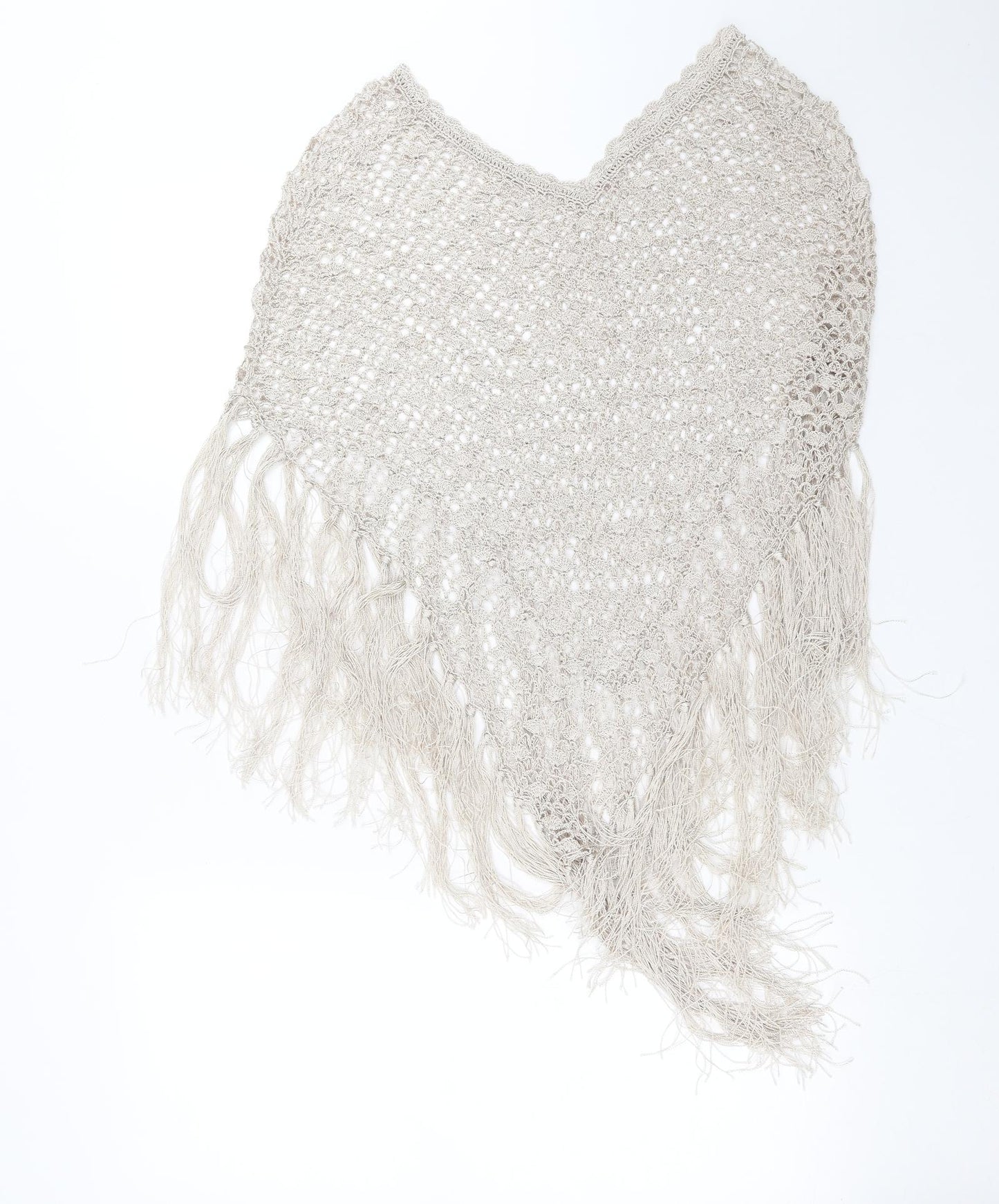 Preworn Womens Beige   Cape Jumper One Size  - fringe detail