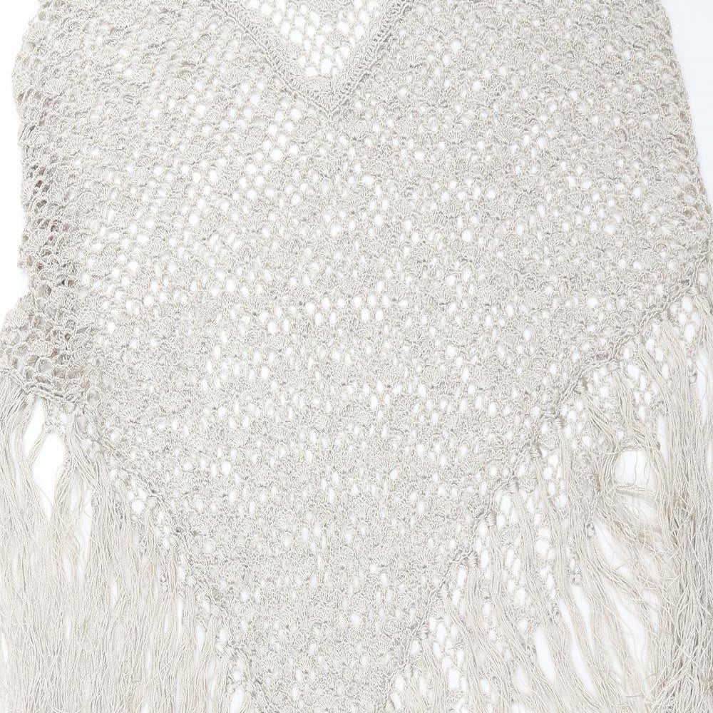 Preworn Womens Beige   Cape Jumper One Size  - fringe detail