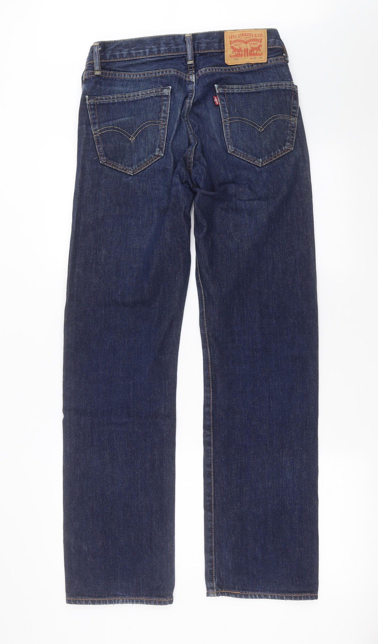 LEVIS Mens Blue  Denim Straight Jeans Size 30 in L32 in - levi 751