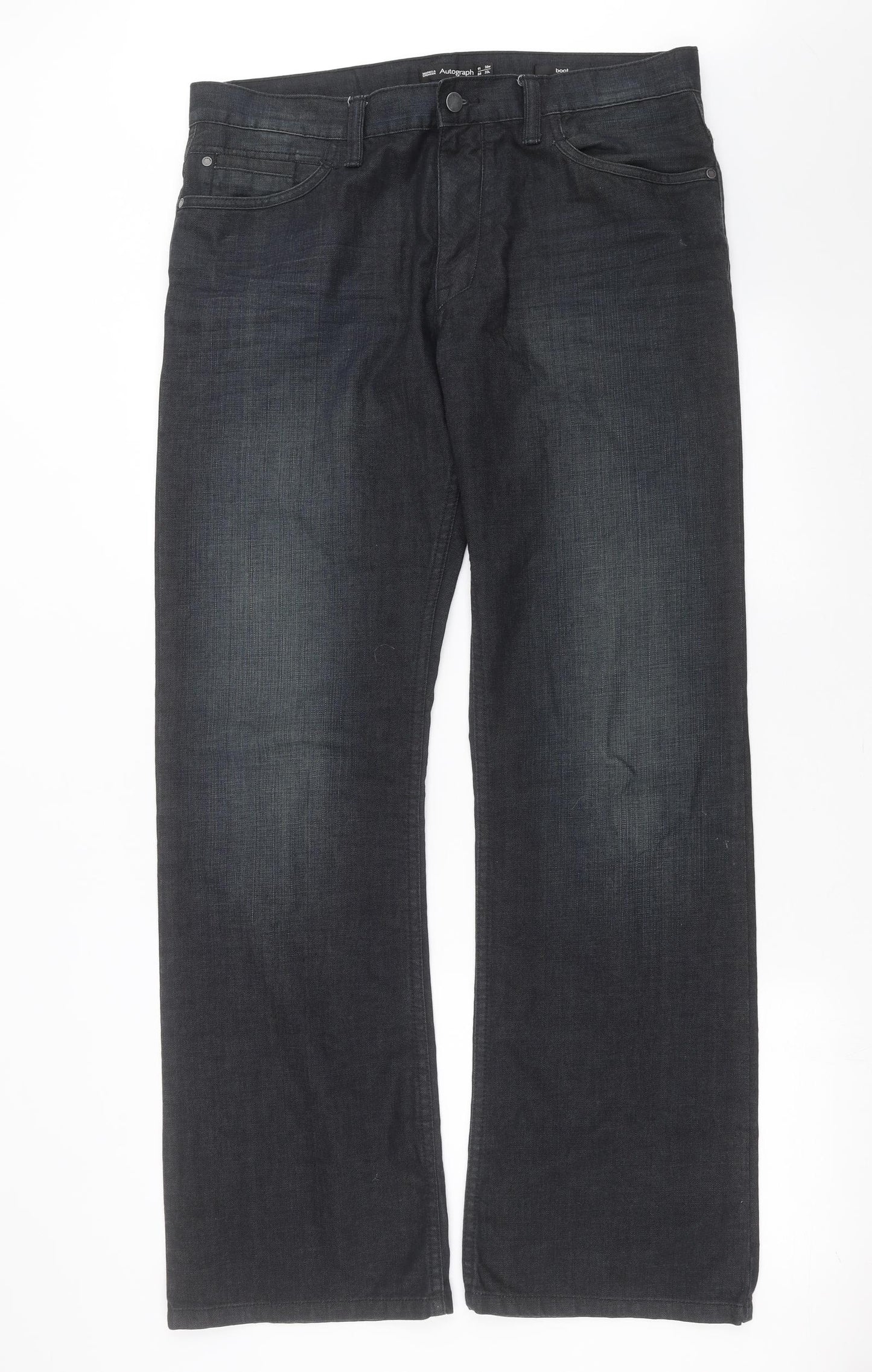 Marks and Spencer Mens Black  Denim Bootcut Jeans Size 36 in L33 in