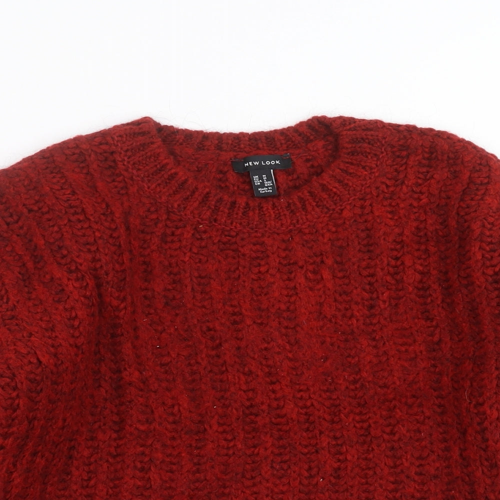 New Look Womens Red  Knit Pullover Jumper Size M