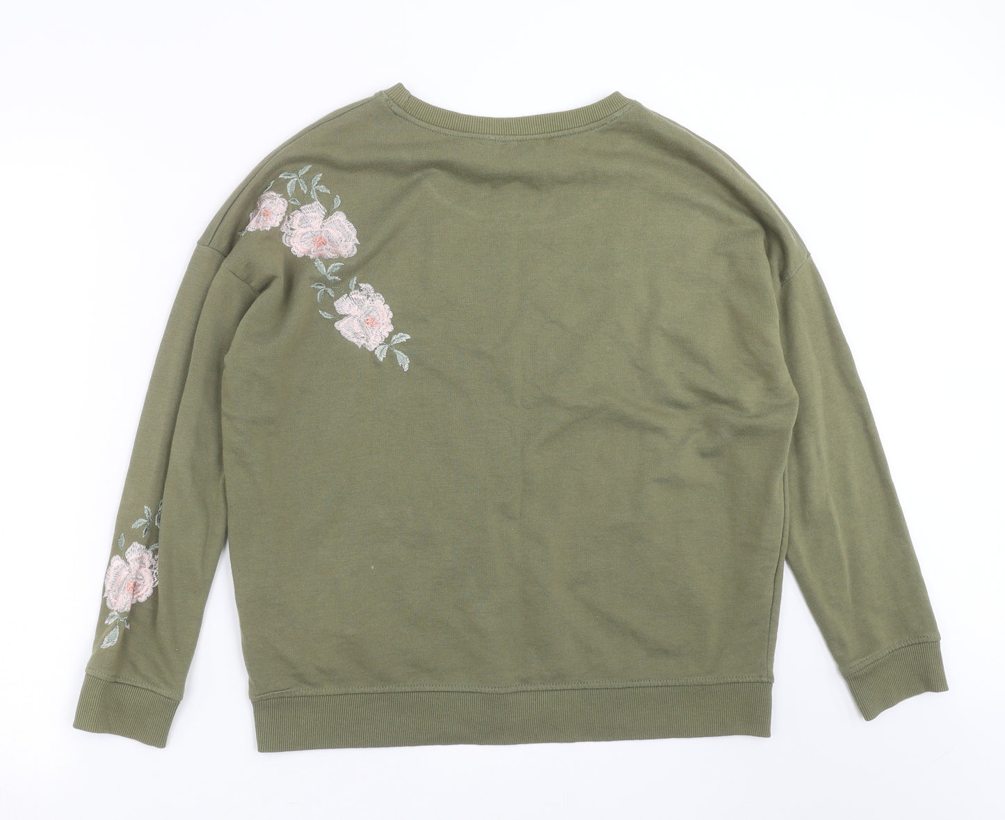 New Look Womens Green Floral  Pullover Sweatshirt Size 12  - Floral embroidery
