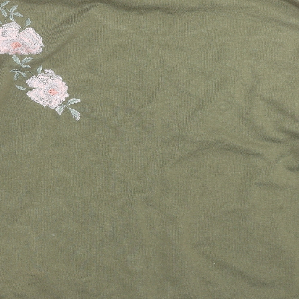 New Look Womens Green Floral  Pullover Sweatshirt Size 12  - Floral embroidery