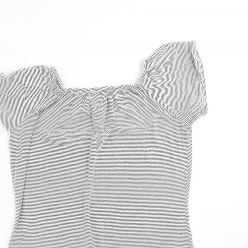 Boohoo Womens Grey Striped  Basic T-Shirt Size 16