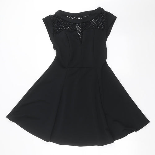 New Look Womens Black   Fit & Flare  Size 12  - crochet detail