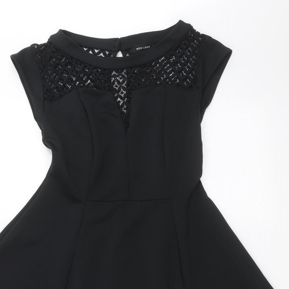 New Look Womens Black   Fit & Flare  Size 12  - crochet detail