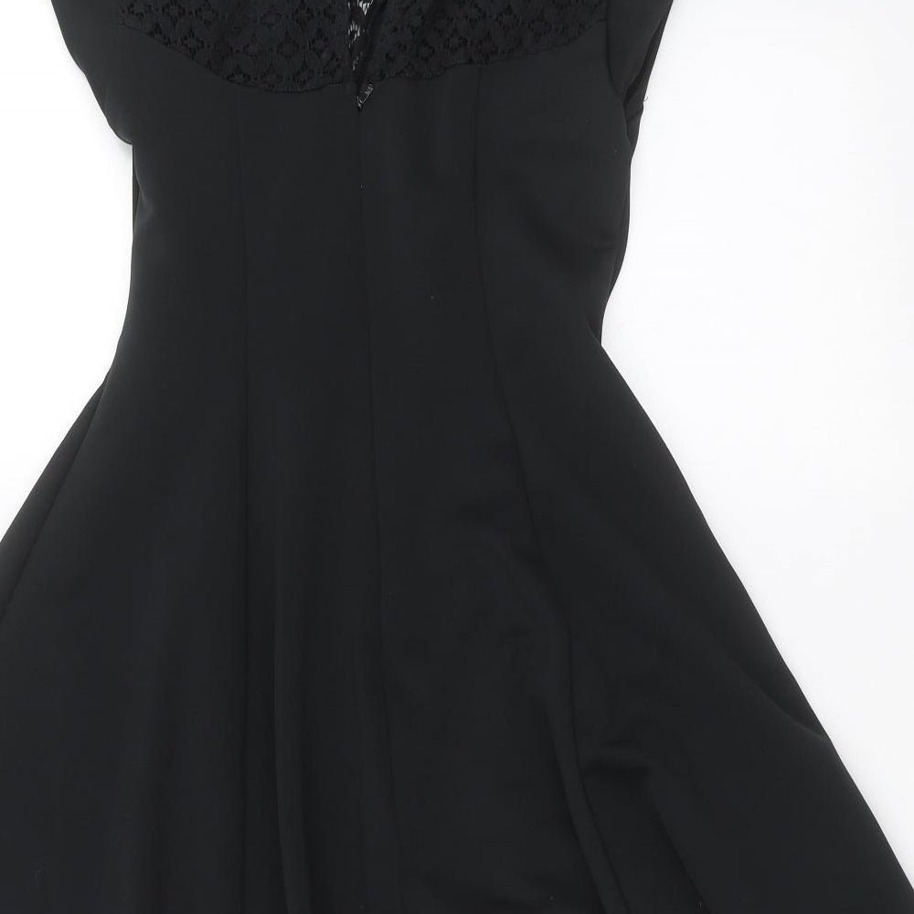 New Look Womens Black   Fit & Flare  Size 12  - crochet detail