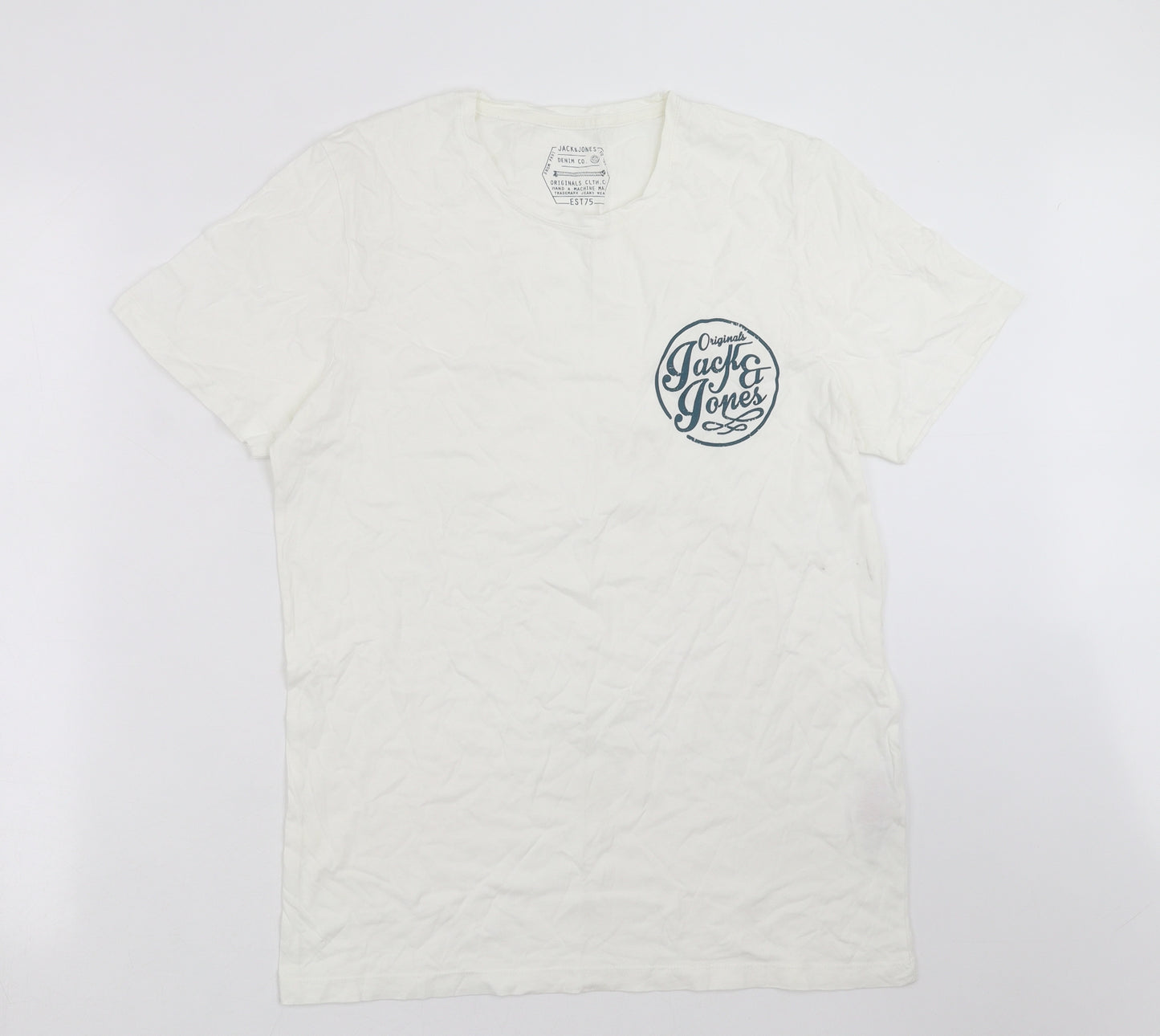 JACK & JONES Mens White    T-Shirt Size L