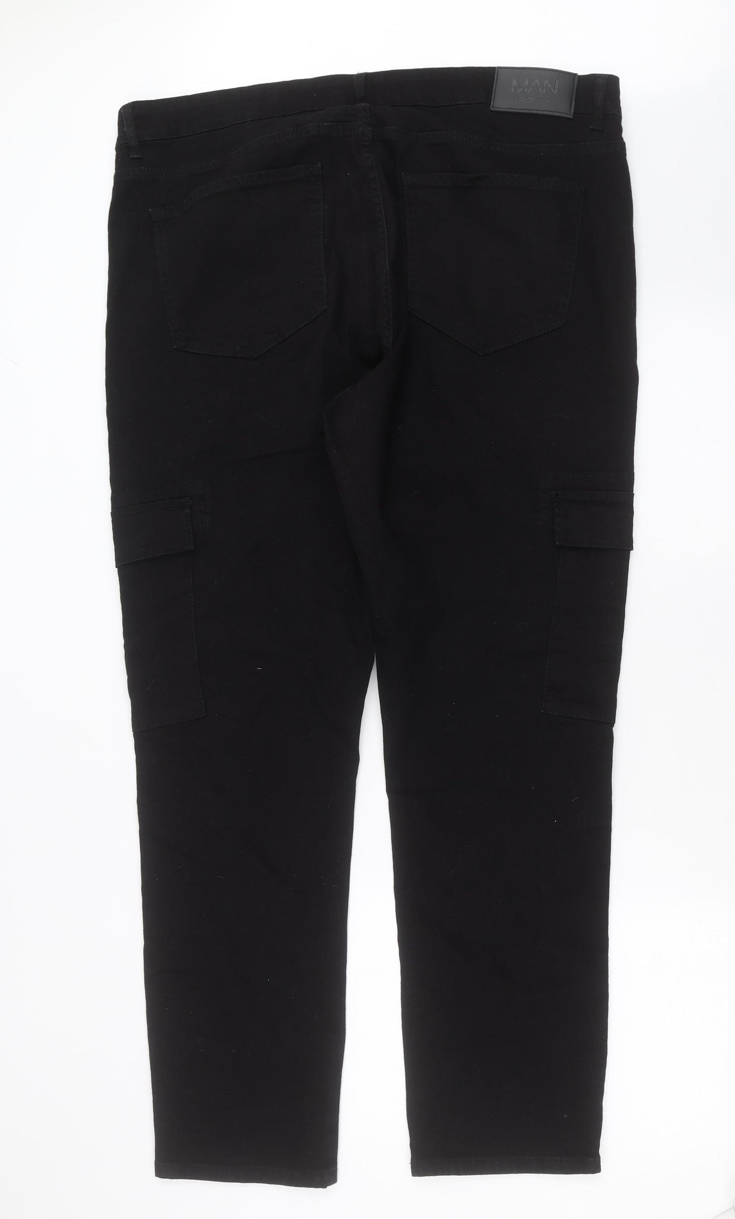 Boohoo MAN Mens Black  Denim Straight Jeans Size 44 in L31 in - Cargo Style