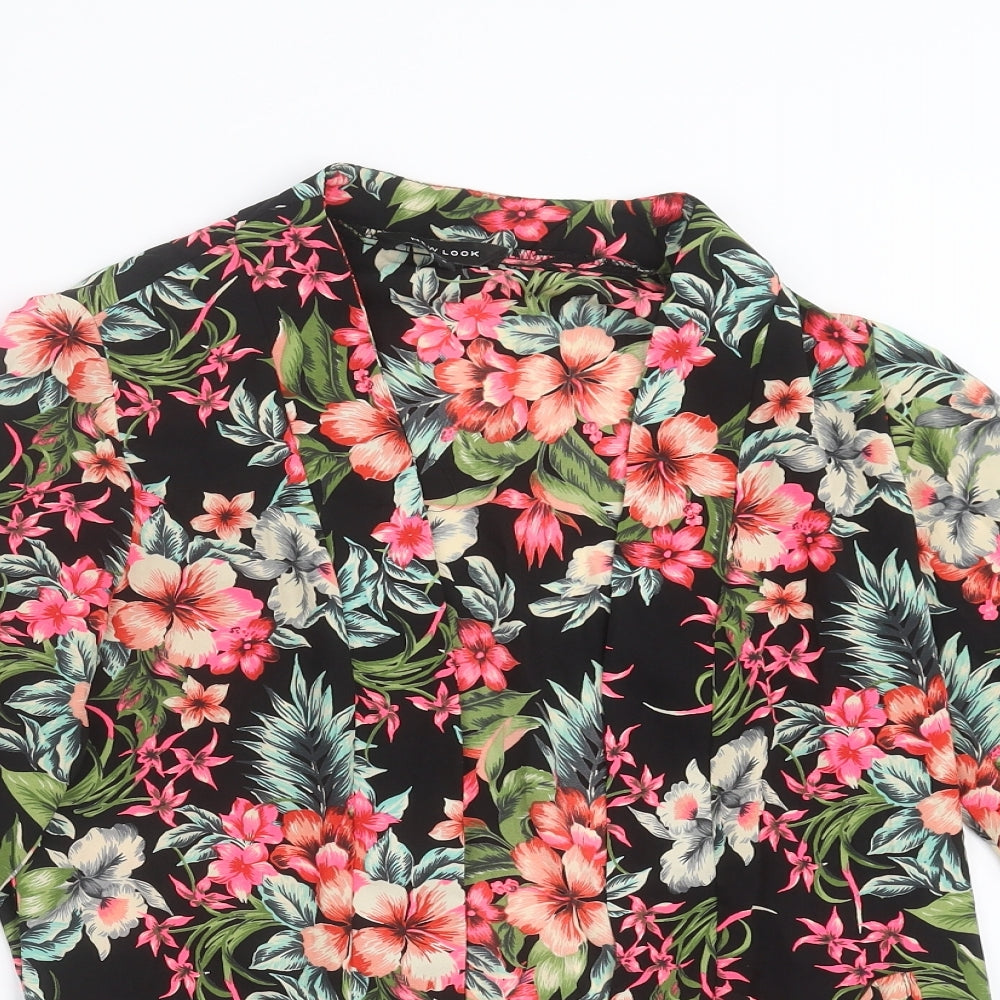 New Look Womens Black Floral  Jacket Blazer Size 8