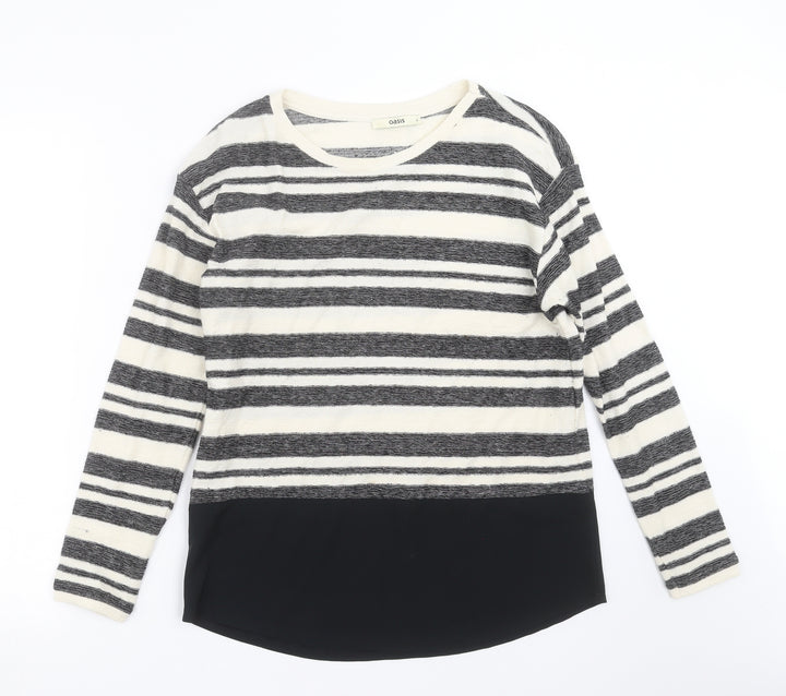 Oasis Womens Ivory Striped Knit Pullover Jumper Size S