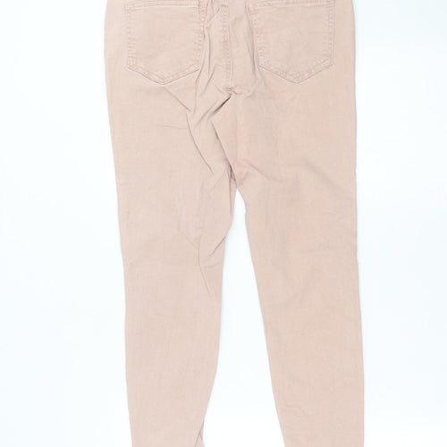 Preworn Womens Pink  Denim Skinny Jeans Size 12 L24 in - Distressed hem