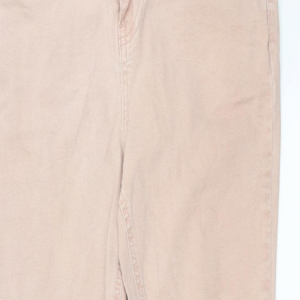 Preworn Womens Pink  Denim Skinny Jeans Size 12 L24 in - Distressed hem