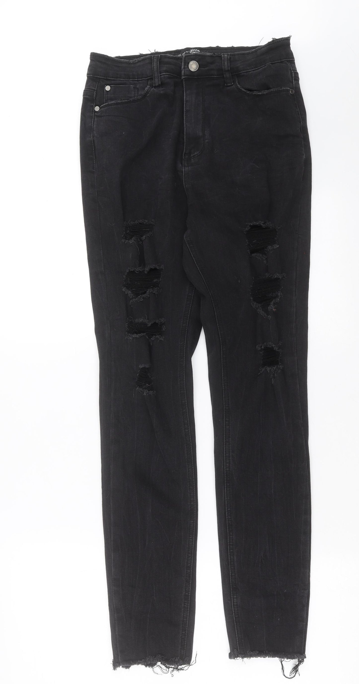 Missguided Womens Black  Denim Skinny Jeans Size 10 L29 in