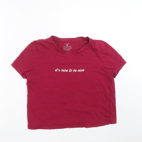 Primark Womens Purple   Cropped T-Shirt Size M  - it's nice to be nice