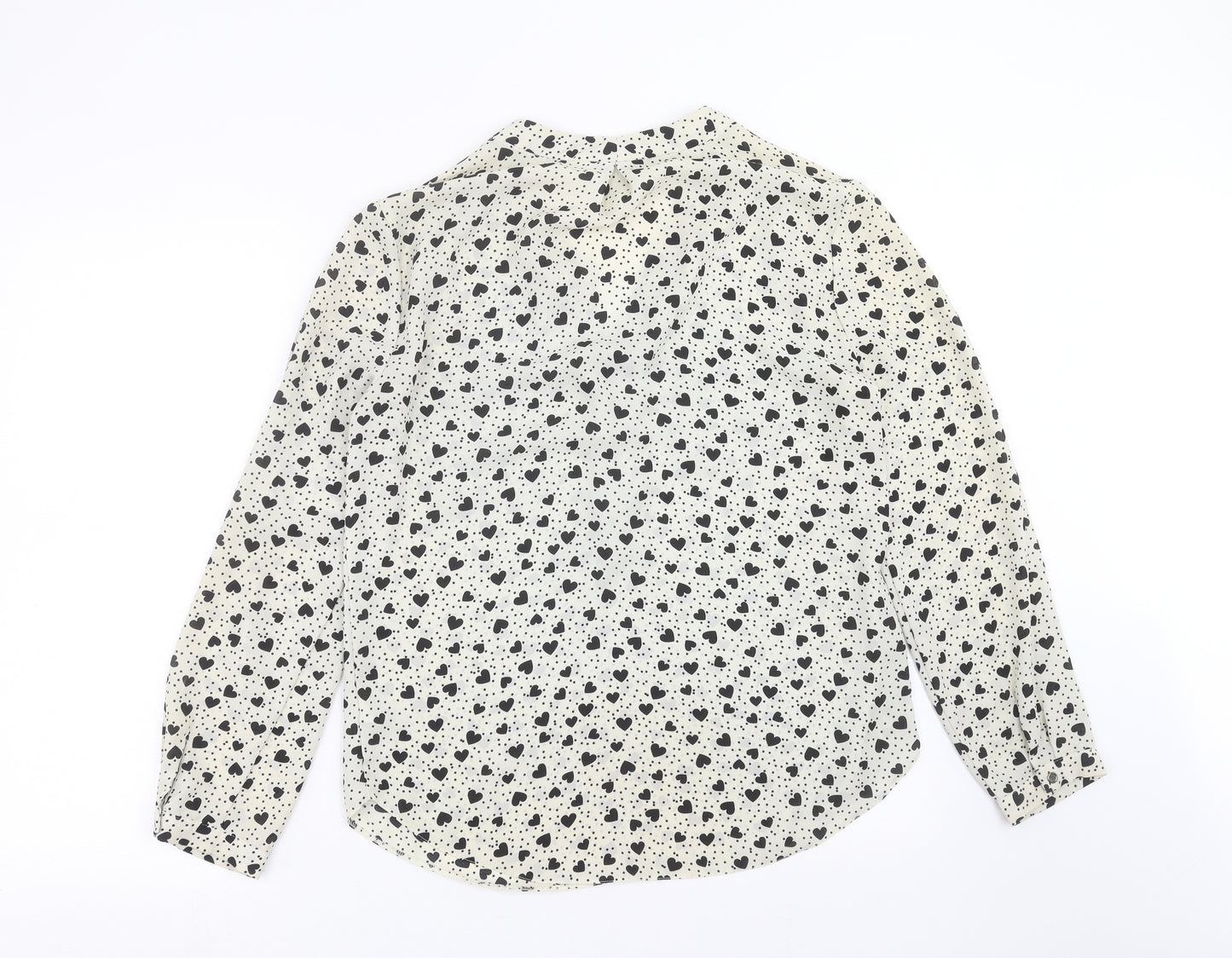 George Womens Beige   Basic Blouse Size 10  - Heart pattern