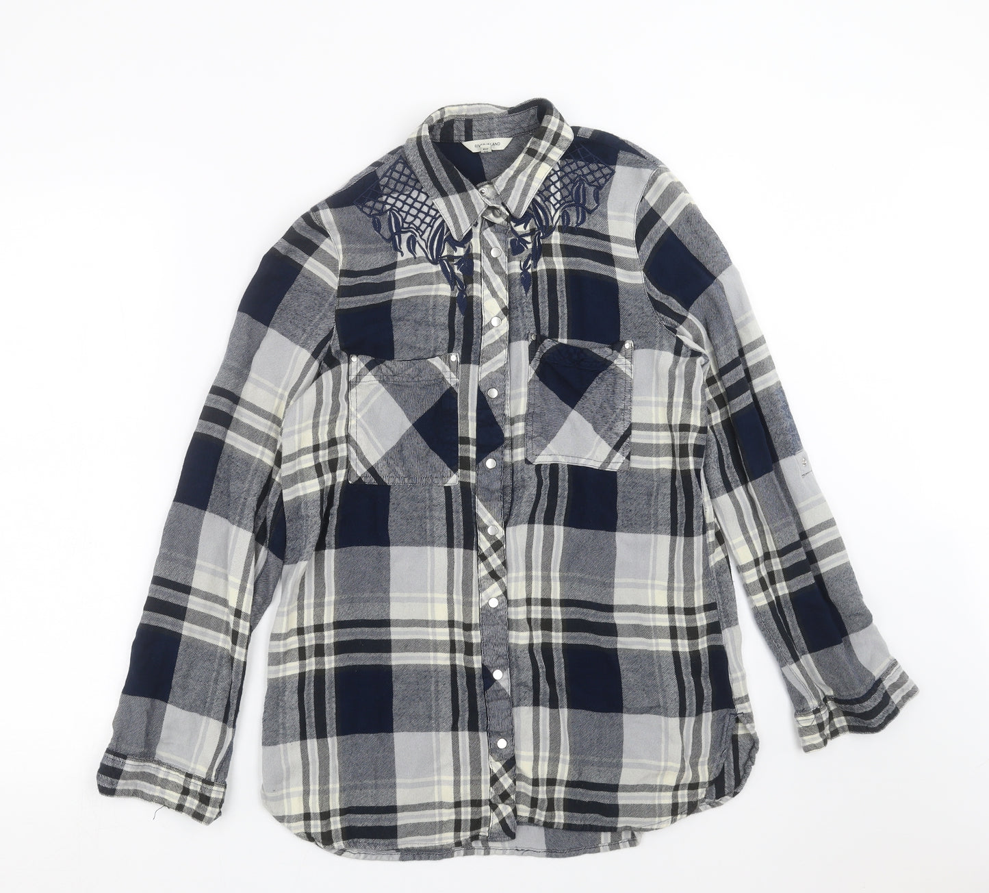 River Island Womens Blue Plaid  Basic Button-Up Size 10