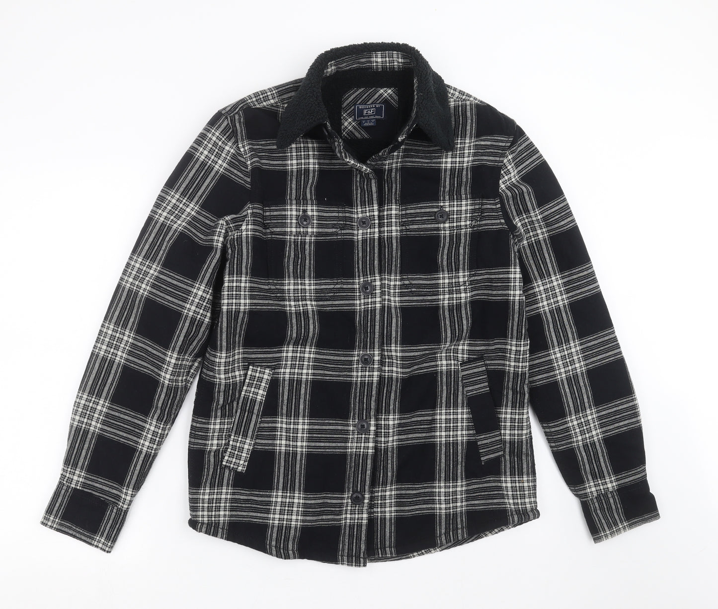 F&F Mens Black Check  Jacket  Size S  - Fleece lined