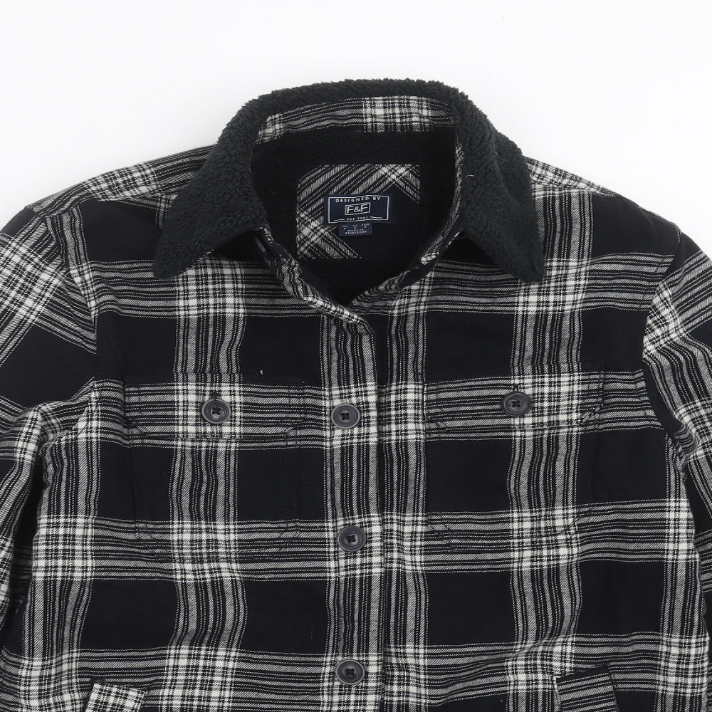 F&F Mens Black Check  Jacket  Size S  - Fleece lined