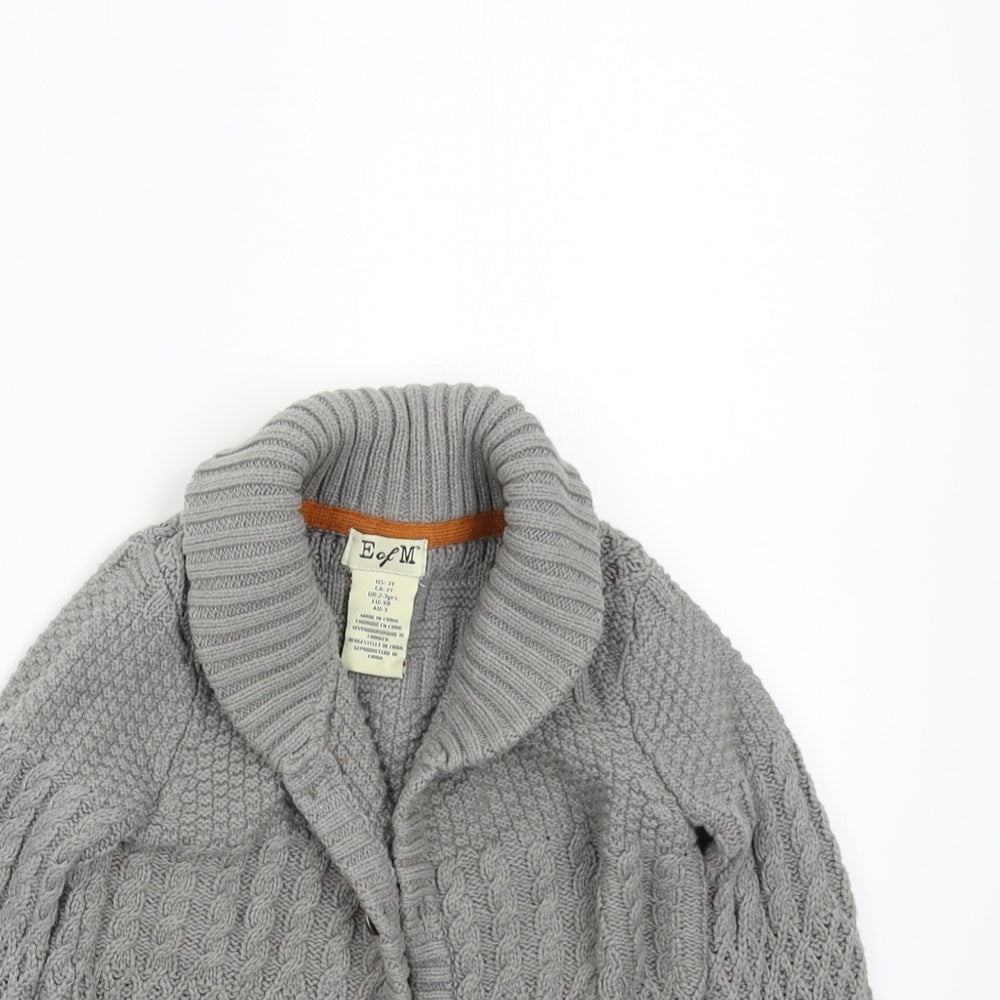 E of M Boys Grey  Knit Cardigan Jumper Size 2-3 Years