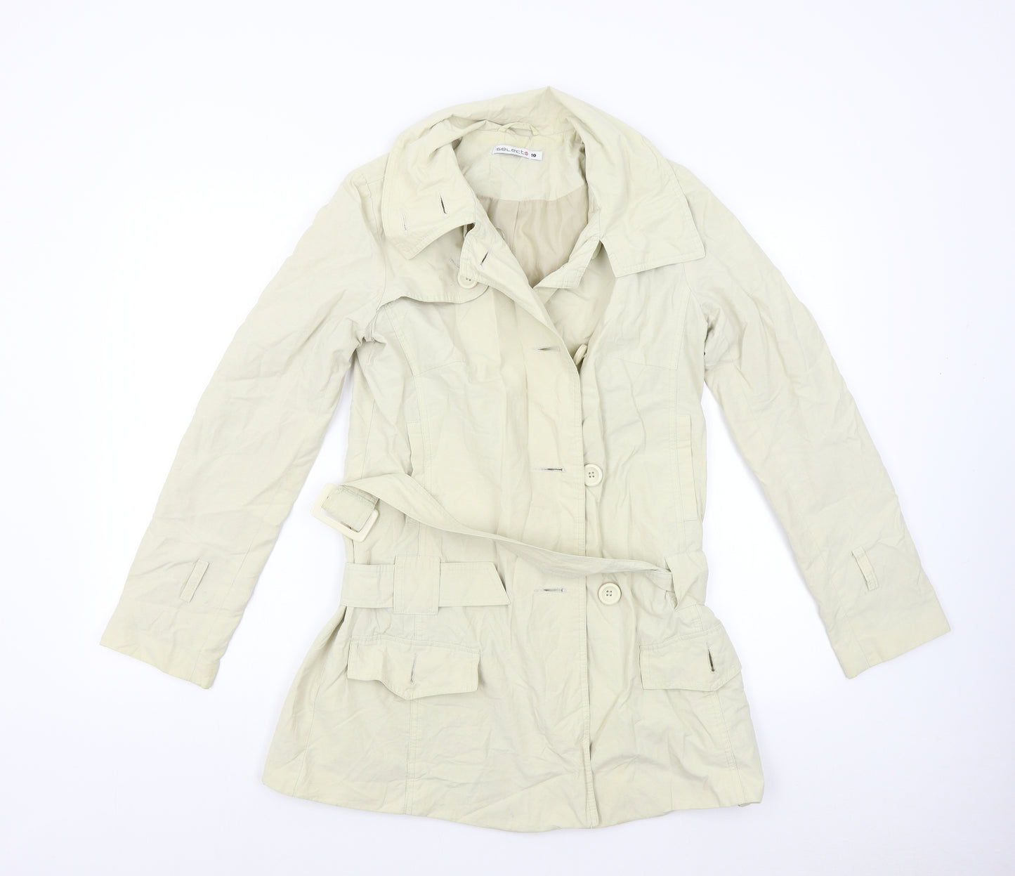 Select Womens Beige   Trench Coat Coat Size 10