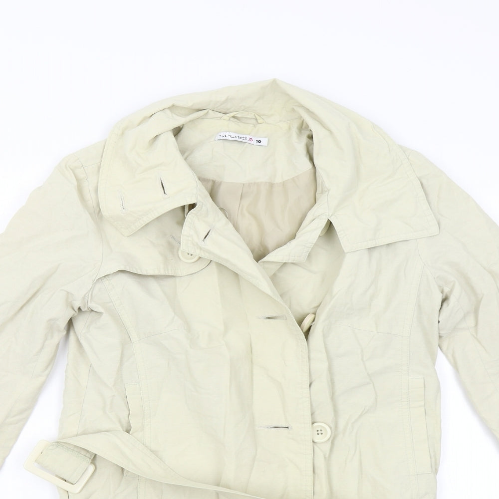 Select Womens Beige   Trench Coat Coat Size 10